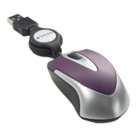 Verbatim Mini Travel Optical Mouse - Purple - Optical - Cable - Purple - USB - 1000 dpi - Scroll Wheel