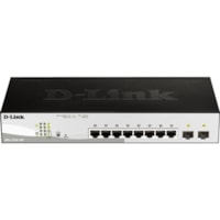 D-Link 10-Port Gigabit Web Smart Switch Including 2 Gigabit SFP Ports - 8 Ports - Manageable - Gigabit Ethernet - 10/100/1000Base-T, 1000Base-X - 3 Layer Supported - 2 SFP Slots - Twisted Pair, Optical Fiber - 1U - Rack-mountable, Desktop - Lifetime Limited Warranty