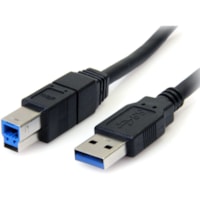 Câble de transfert de données SuperSpeed USB3SAB10BK 10 pi (3,05 m) USB/USB-B - 1 chaque StarTech.com - 10 pi (3,05 m) USB/USB-B Câble de transfert de données pour PC, Ordinateur Portable, Serveur - 5 Gbit/s - Blindé - 28 AWG - Noir - 1 chaque