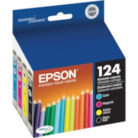 Epson - Cartouche jet d'encre DURABrite 124 D'origine Jet d'encre - Noir, Cyan, Magenta, Jaune - 4 / emballage - Jet d'encre - 4 / Paquet