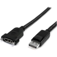 StarTech.com 3ft (1m) Panel Mount DisplayPort Cable, 4K x 2K Video, DisplayPort 1.2 Extension Cable Male to Female, DP Extender Cord - 3ft Panel mount DisplayPort cable (male to female); 4K x 2K video (3840x2400p 60Hz); DP 1.2/21.6 Gbps/HBR2/8Ch Audio - DisplayPort extension cable / cord w/ durable 