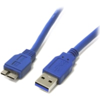 Câble de transfert de données SuperSpeed USB3SAUB3 3 pi (0,91 m) USB/USB Micro-B - 1 chaque StarTech.com - 3 pi (0,91 m) USB/USB Micro-B Câble de transfert de données pour PC, Ordinateur Portable, Disque Dur Externe - 5 Gbit/s - Blindé - 28 AWG - Bleu - 1 chaque