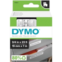 Dymo D1 Electronic Tape Cartridge - 3/4" (19.05 mm) Width - Thermal Transfer - White - Polyester - 1 Each