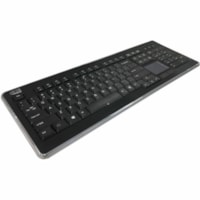 Adesso Wireless Desktop Touchpad Keyboard - Wireless Connectivity - RF - 30 ft (9144 mm) - 2.40 GHz - USB Interface - 104 Key(s) - On/Off Switch Hot Key(s) - English (US) - QWERTY Layout - Desktop Computer - TouchPad - Membrane Keyswitch - AAA Battery Size Supported - Black