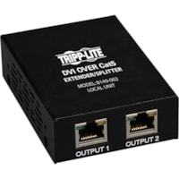 Tripp Lite by Eaton DVI over Cat5 Extender/Splitter, 2-Port Local Transmitter Unit - 1 Input Device - 2 Output Device - 200 ft (60960 mm) Range - 2 x Network (RJ-45) - 1 x DVI In - Full HD - 1920 x 1080 - Twisted Pair - Category 6 