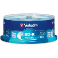 Verbatim 97457 Blu-ray Recordable Media - BD-R - 16x - 25 GB - 25 / Pack - 120mm