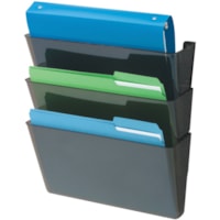 Deflecto EZ Link DocuPocket - 3 Pocket(s) - 7" (177.80 mm) Height x 13" (330.20 mm) Width x 4" (101.60 mm) Depth - Stackable - 50% Recycled - Black - Plastic - 3 / Set