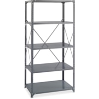 Etagère / Tablette de Rangement Safco - largeur de 36 po x profondeur de 18 po x hauteur de 75 po - 5 Étagère(s) - 3500 lb (1587573,295 g) Capacité de charge - Gris foncé - Peinture en poudre - Acier - Assemblage requis