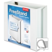 Cardinal Slant D-Ring Binder - 4" Binder Capacity - Letter - 8 1/2" x 11" Sheet Size - Fastener(s): D-Ring - White - Recycled - Magnetic Closure, PVC-free, Non-stick, Clear Overlay, One Touch Ring, Spine Label - 1 / Each