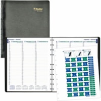 Blueline Miracle Bind Appointment Book/Planner - Weekly - 7:00 AM to 8:45 PM - Monday - Friday, 7:00 AM to 4:45 PM - Quarter-hourly - Saturday - 9 1/16" (230.12 mm) x 11" (279.40 mm) Sheet Size - Twin Wire - Black - Black Cover - 11" (279.40 mm) Height x 9.1" (230.17 mm) Width - Soft Cover, Appointm