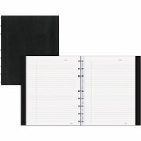 Cahier MiracleBind AF9150 Blueline - 150 Feuilles - 150 Pages - Double fil - Margin Avec ligne - format 9 1/4 po (234,95 mm) x 7 1/4 po (184,15 mm) - Cover Noir Cannelé - Microperforé, Feuille d'index, Onglet autocollant, Format poche, Repositionnables, Amovible, Cartonné, Feuil