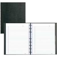 Blueline Miraclebind AF11150 Notebook - 150 Sheets - Twin Wirebound - Ruled Margin - 11" (279.40 mm) x 8 1/2" (215.90 mm) Sheet Size - 12.25" (311.15 mm) Height x 9.88" (250.95 mm) Width x 13.88" (352.55 mm) Length - Black Ribbed Cover - Hard Cover, Removable, Repositionable, Micro Perforated, Index