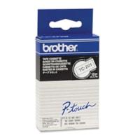 Brother P-touch TC201 Label Tape - 15/32" (12 mm) Width - Permanent Adhesive - Rectangle - Glossy - White, Black - Water Resistant - Abrasion Resistant, Temperature Resistant, Chemical Resistant, Light Resistant - 1 Each