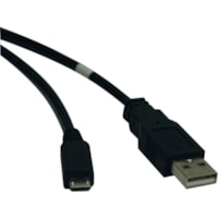 Tripp Lite series U050-010 USB Cable Adapter - 10 ft (3.05 m) USB Data Transfer Cable - First End: 1 x USB 2.0 Type A - Male - Second End: 1 x Micro USB 2.0 Type B - Male - Black