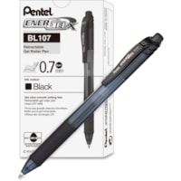 EnerGel EnerGel-X Retractable Gel Pens - 0.7 mm (0.03") Medium Pen Point - Refillable - Retractable - Black Ink - Gel-based - Black Barrel - Metal Tip - 1 Dozen