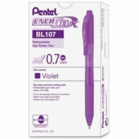 EnerGel EnerGel-X Retractable Gel Pens - 0.7 mm (0.03") Medium Pen Point - Refillable - Retractable - Violet Ink - Gel-based - Violet Barrel - Metal Tip - 1 Dozen