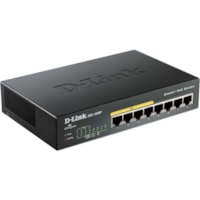 D-Link DGS-1008P Ethernet Switch - 8 Ports - Gigabit Ethernet - 10/100/1000Base-T - 2 Layer Supported - Twisted Pair - PoE Ports - Desktop - Lifetime Limited Warranty