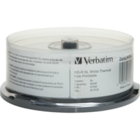 Verbatim BD-R DL 50GB 8X, White Label, DataLife+, White Thermal Hub Printable, Hard Coat, 25PK Spindle - 120mm - Printable - Thermal Printable