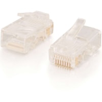 C2G RJ45 Cat5E Modular Plug for Round Stranded Cable Multipack (100-Pack) - 1 - 1 x RJ-45 Network Male - Clear