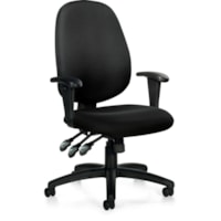 Fauteuil direction OTG11613B - Siège réglable - 17,5 po (444,50 mm) à 22,5 po (571,50 mm) Haut Offices To Go - Seat Color Noir - Polyester Seat Material - Dos moyen - 5 branches Base - Noir - Tissu Matelassé - 1 chaque