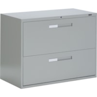 Global 9300 Fixed Lateral File Cabinet - 2-Drawer - 36" Width x 18" Depth x 27.1" Height - 2 x Drawer(s) - Letter, Legal, A4 - Lockable - Gray - Metal