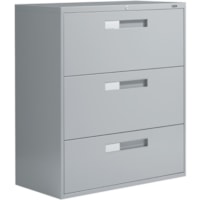 Global 9300 Fixed Lateral File Cabinet - 3-Drawer - 36" Width x 18" Depth x 40.5" Height - 3 x Drawer(s) - Letter, Legal, A4 - Lockable - Gray - Metal