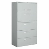 Global 9300 Fixed Lateral File Cabinet - 5-Drawer - 36" Width x 18" Depth x 65.3" Height - 5 x Drawer(s) - Letter, Legal, A4 - Lockable - Gray - Metal