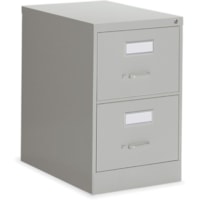 Global 2600 Vertical File Cabinet - 2-Drawer - 18" (457.20 mm) Width x 26.6" (674.62 mm) Depth x 29" (736.60 mm) Height - 2 x Drawer(s) for File - Legal - Vertical - Ball-bearing Suspension, Lockable, Label Holder - Gray - Metal