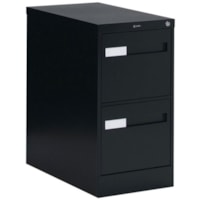 Global 2600 Plus Vertical File Cabinet - 2-Drawer - 15" Width x 26.6" Depth x 29" Height - 2 x Drawer(s) for File - Letter - Vertical - Ball-bearing Suspension, Lockable, Recessed Handle - Black - Metal