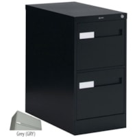 Global 2600 Plus Vertical File Cabinet - 2-Drawer - 15" Width x 26.6" Depth x 29" Height - 2 x Drawer(s) for File - Letter - Vertical - Ball-bearing Suspension, Lockable, Recessed Handle - Gray - Metal