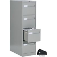 Global 2600 Plus Vertical File Cabinet - 4-Drawer - 15" Width x 26.6" Depth x 52" Height - 4 x Drawer(s) for File - Letter - Vertical - Ball-bearing Suspension, Lockable, Recessed Handle - Black - Metal