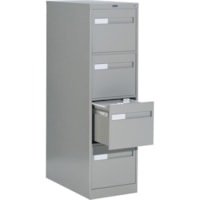 Global 2600 Plus Vertical File Cabinet - 4-Drawer - 15" Width x 26.6" Depth x 52" Height - 4 x Drawer(s) for File - Letter - Vertical - Ball-bearing Suspension, Lockable, Recessed Handle - Gray - Metal