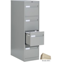 Global 2600 Plus Vertical File Cabinet - 4-Drawer - 15" Width x 26.6" Depth x 52" Height - 4 x Drawer(s) for File - Letter - Vertical - Ball-bearing Suspension, Lockable, Recessed Handle - Nevada - Metal