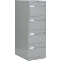 Global 2600 Plus Vertical File Cabinet - 4-Drawer - 18" (457.20 mm) Width x 26.6" (674.62 mm) Depth x 52" (1320.80 mm) Height - 4 x Drawer(s) for File - Legal - Vertical - Ball-bearing Suspension, Lockable, Recessed Handle - Gray - Metal