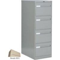 Global 2600 Plus Vertical File Cabinet - 4-Drawer - 18" (457.20 mm) Width x 26.6" (674.62 mm) Depth x 52" (1320.80 mm) Height - 4 x Drawer(s) for File - Legal - Vertical - Ball-bearing Suspension, Lockable, Recessed Handle - Nevada - Metal