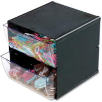 Deflecto Stackable Cube Organizer - 2 Drawer(s) - 6" (152.40 mm) Height x 6" (152.40 mm) Width x 6" (152.40 mm) Depth - Desktop - Stackable - Black - 1 Each