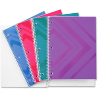 Hilroy Poly Notebook - 200 Sheets - Spiral - Ruled Margin - 8" (203.20 mm) x 10 1/2" (266.70 mm) Sheet Size - Assorted Poly Cover - 1 Each