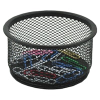 Winnable Mesh Paper Clip Holder - 2" (50.80 mm) Height x 3.30" (83.82 mm) Width - Black - 1 Each