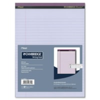 Hilroy Cambridge Colored Pad - 50 Sheets - Glue - 20 lb (9071.85 g) Basis Weight - Letter - 8 1/2" (215.90 mm) x 11" (279.40 mm) Sheet Size - Orchid Paper - Stiff-back - 3 / Pack