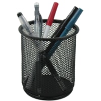 Winnable Mesh Pencil Cup - 4.10" (104.14 mm) Height x 3.30" (83.82 mm) Width - Black - 1 Each