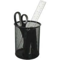 Winnable Mesh Jumbo Organizer Pencil Cup - 5.10" (129.54 mm) Height x 4.10" (104.14 mm) Width - Black - 1 Each