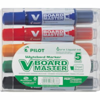 BeGreen V Board Master Dry Erase Marker - Chisel Marker Point - Refillable - Black, Blue, Red, Orange, Green Ink - 5 / Pack