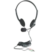 Casque 164429 Filaire Sur tête Stéréo - Noir Manhattan - Stéréo - Mini-phone (3.5mm) - Filaire - 32 Ohm - 20 Hz à 20 kHz - Sur tête - Binaural - Supra-aural - 6,6 pi (2 m) Câble - Omnidirectionnelle, Condensateur Microphone - Noir