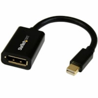 StarTech.com Mini DisplayPort to DisplayPort Adapter, 4K x 2K Video, Ultra HD Mini DP to DP Converter, mDP to DP 1.2 Adapter, Male/Female - Mini DisplayPort to DisplayPort adapter converter; 4K x 2K video (3840x2400p 60Hz); mDP 1.2/21.6 Gbps/HBR2/8Ch Audio; 6in cable - Durable PVC strain relief; Con