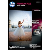 HP Premium Plus 11.5 mil Photo Paper - 4" (101.60 mm) x 6" (152.40 mm) - 80 lb (36287.39 g) Basis Weight - Glossy - Smudge Proof, Water Resistant, Quick Drying - White - 1 / Pack