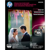 HP Premium Plus 11.5 mil Photo Paper - Letter - 8 1/2" (215.90 mm) x 11" (279.40 mm) - 80 lb (36287.39 g) Basis Weight - Glossy - Design for the Environment (DfE) - Smudge Proof, Water Resistant, Quick Drying - White - 1 / Pack