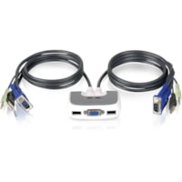 IOGEAR 2-Port USB PLUS KVM Switch with Built-in Cables and Audio Support - 2 Computer(s) - 1 Local User(s) - VGA, SVGA - 2048 x 1536