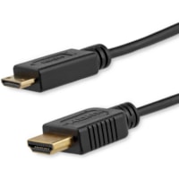 StarTech.com 6ft Mini HDMI to HDMI Cable with Ethernet, 4K 30Hz High Speed Slim Mini HDMI 1.4 (Type-C) Device to HDMI Adapter Cable/Cord - 6 ft High Speed Mini HDMI to HDMI Cable with Ethernet; 4K (3840x2160p 30Hz)/Full HD 1080p/8Ch Audio/HDMI 1.4b - Ultra HD light weight Mini HDMI adapter cable/36A