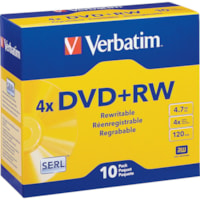 DVD réinscriptible DataLifePlus 94839 - DVD+RW - 4x - 4,70 Go - 10 emballage Boîtier fin - Argenté Verbatim - 2 Heure Temps maximum d'enregistrement