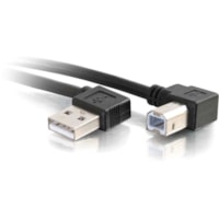 C2G 16.4ft USB A to USB B Right Angle Adapter Cable - M/M - 16.4 ft USB Data Transfer Cable for Mouse, Keyboard, Printer, Modem - First End: 1 x USB 2.0 Type A - Male - Second End: 1 x USB 2.0 Type B - Male - Shielding - Black